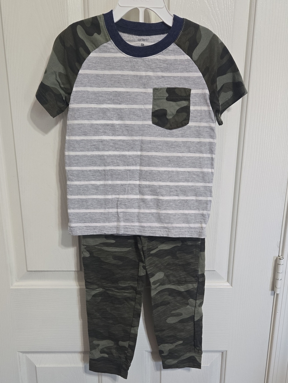 Carters grey and green camo outfit